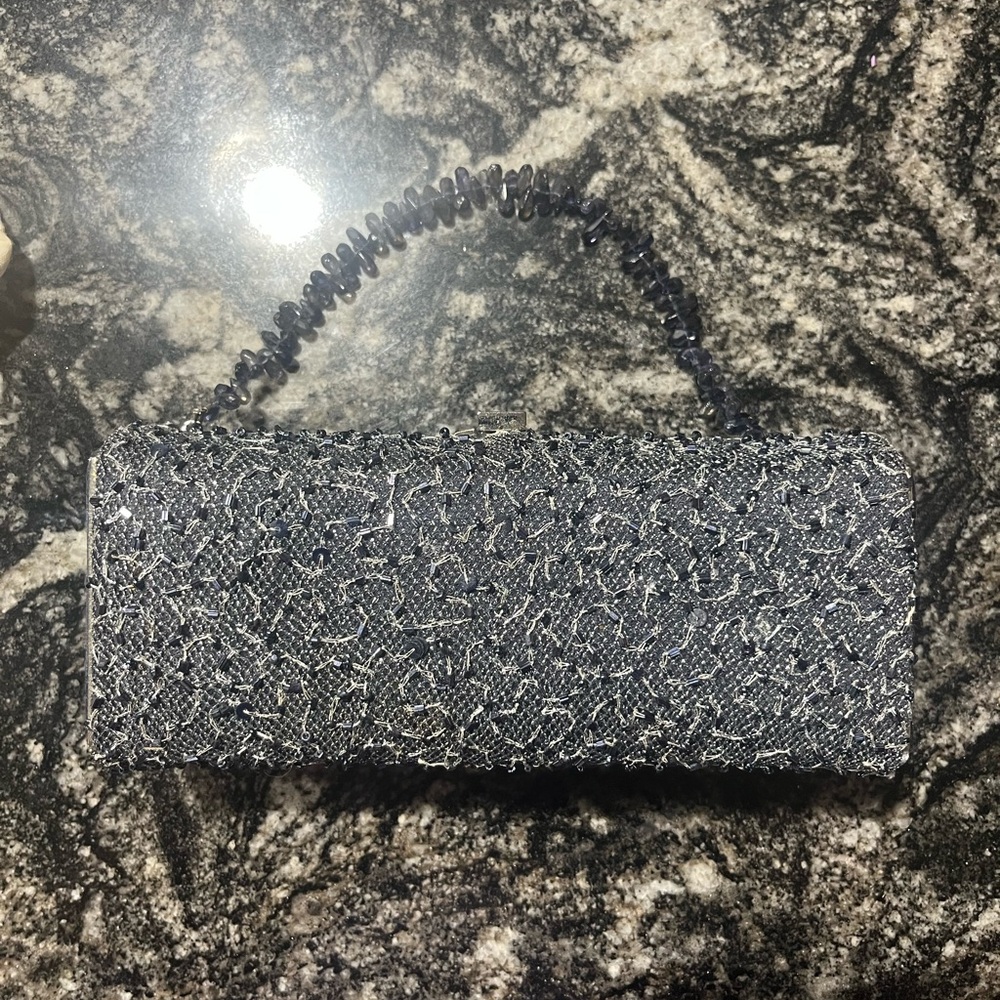 Elegant Navy Beaded Women's Clutch